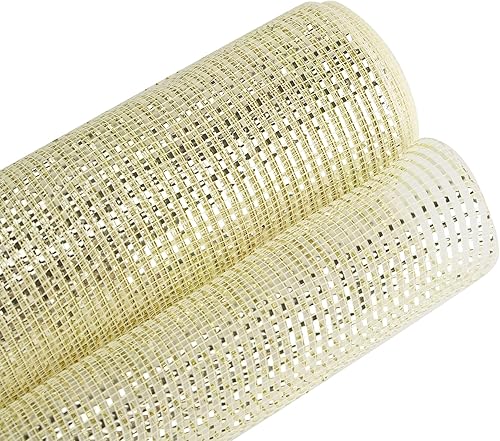 Miniatura 7 de HUIHUANG Cinta de malla dorada decorativa de malla de polietileno de 10 pulgadas, cinta de malla decorativa con lámina metálica ancha dorada para