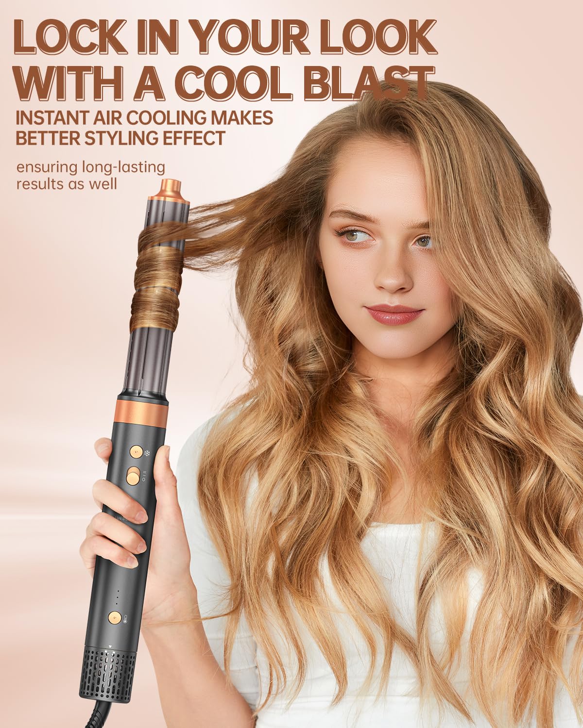 Hair Dryer Brush Air Styler: Dual Voltage 7 in 1 Ionic Multi Styling Tools with Hot Air Straightener, Auto Wrap Curlers, Frizz-Free Volumizer, Fast Blow Drying Curling Straightening and Smoothing - Image 5