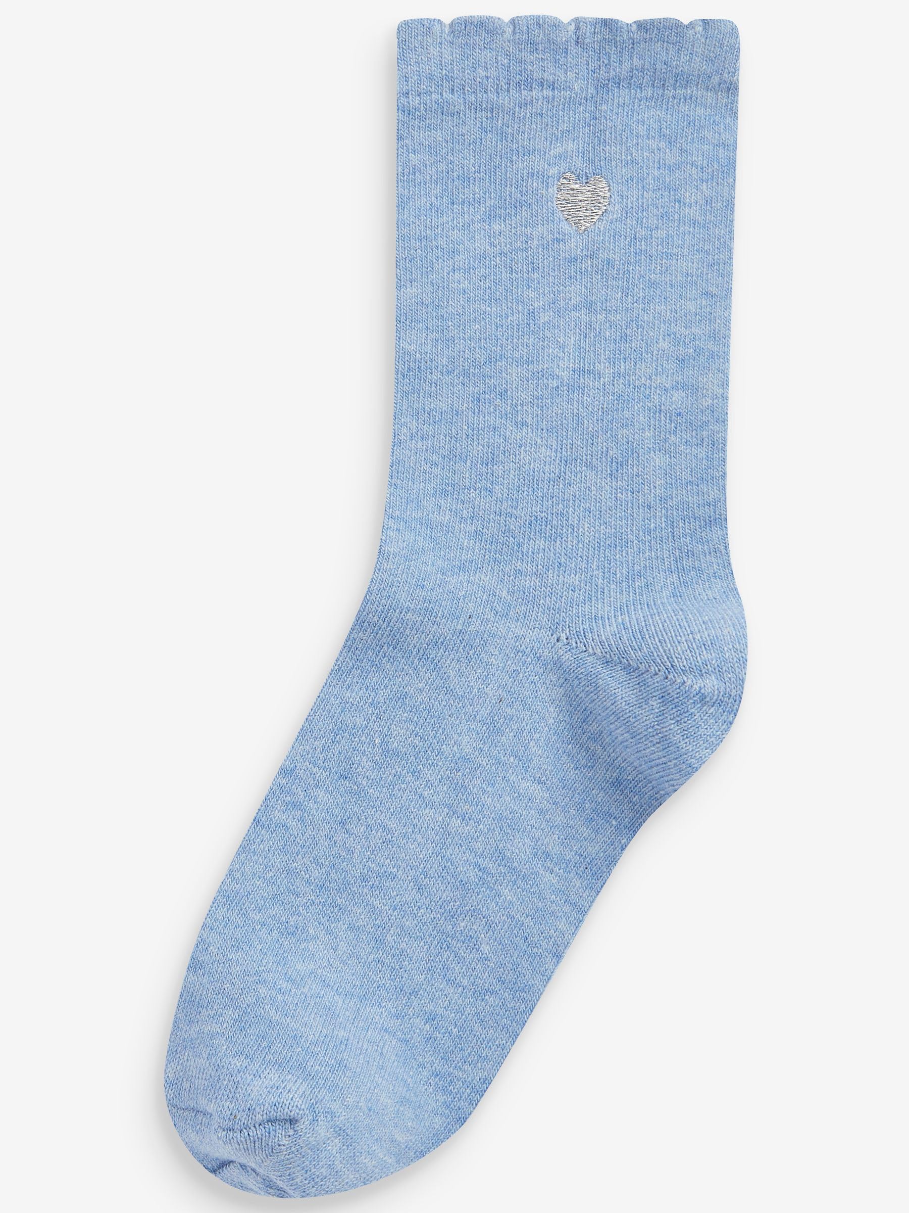NEXT Fille Lot de 7 paires de chaussettes de sport enrichies en coton avec cœur brodé Multi-couleurs 31-36