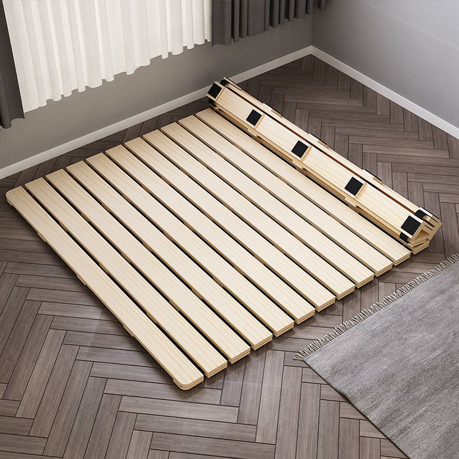 Buy HUANXA Japanese Foldable Futon Mattress Support, Solid Wood Bed