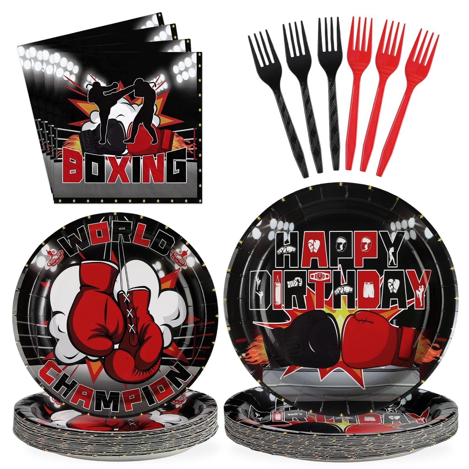 96 Pcs Boxing Themed Birthday Party Decorations, Serves 24