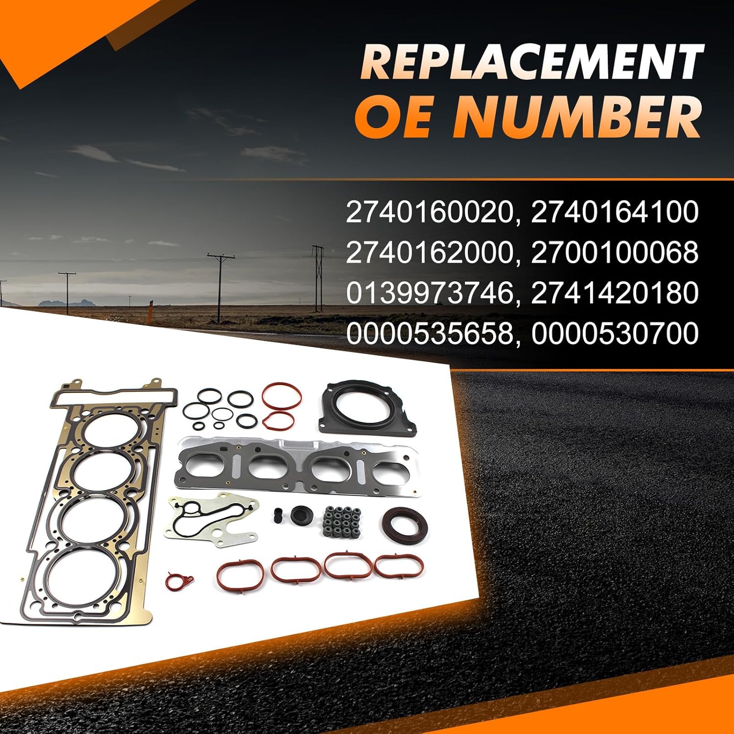 2740160020 Cylinder Head Gasket Set Fits for Benz A250 B250 C180 C200 C250 C300 CLS260 E200 E250 E300 GLC200 GLC260 GLC300 GLK250 SLC300 2.0L Turbo M270.920 Engine OE 2740164100 2740162000