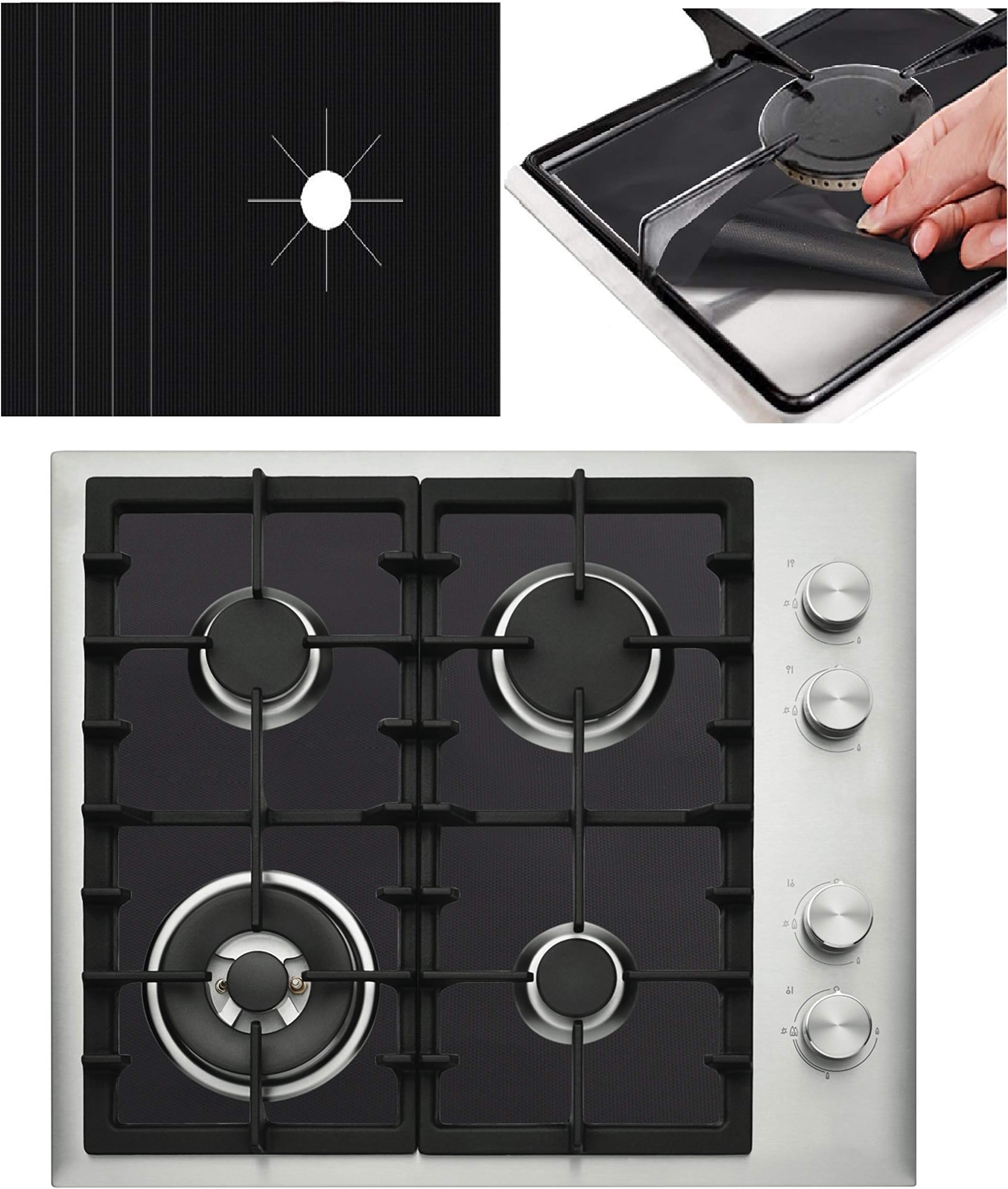 5 PACK PREMIUM Black Gas Stove Burner Covers - Stove Top Liner - Gas Range Protector - Stove Burner Covers - Double Thickness 0.2mm - Reusable & Dishwasher Safe. SET OF 5 - SATISFACTION GUARANTEED!