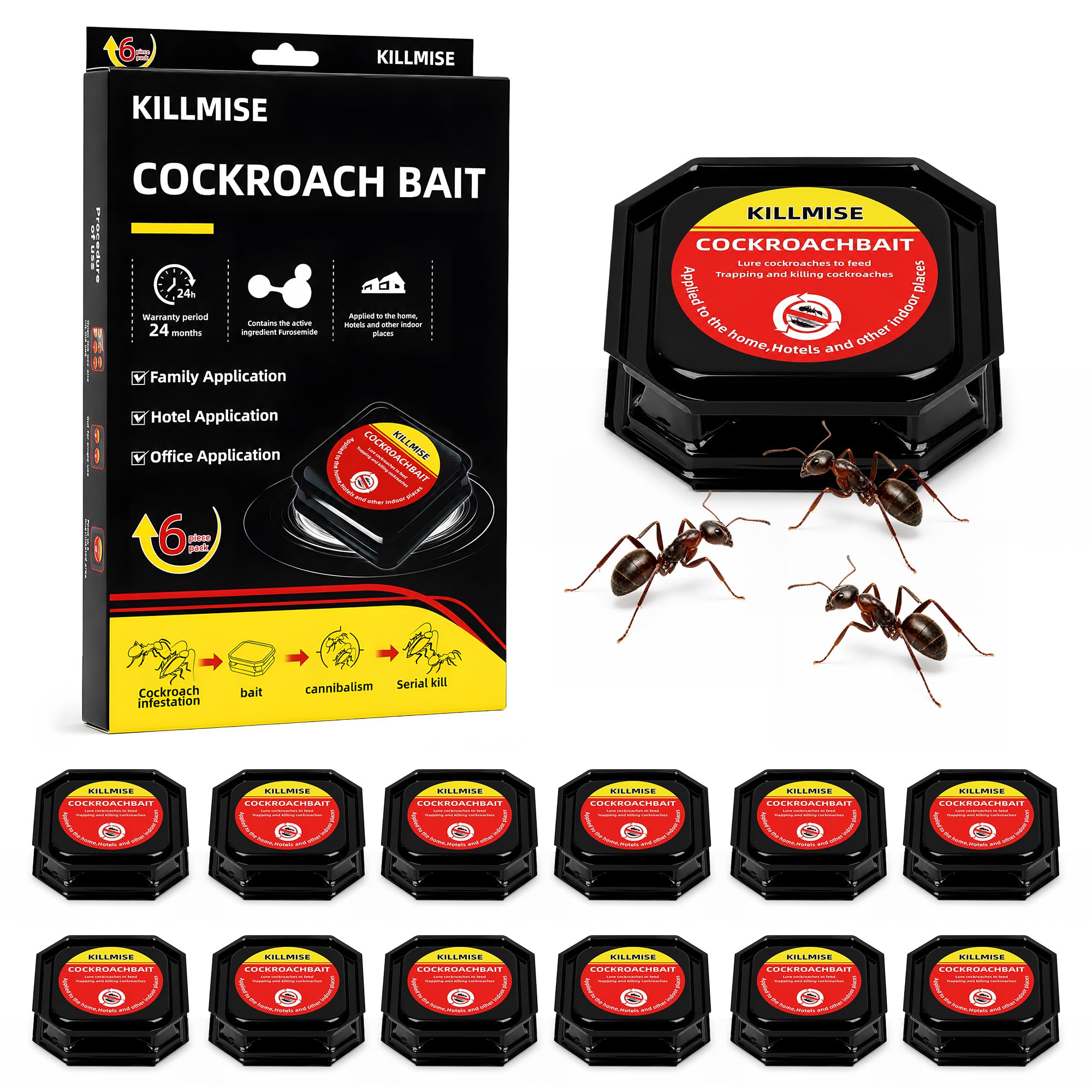 12Pcs Ant Bait Stations Indoor & Outdoor, Ready-to-Use Ant Traps for Home, Kitchen, Garden & Patio, Long-Lasting Ant Bait with Easy Placement Design