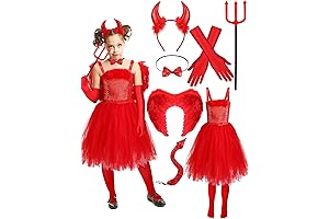 8 Piece Girl Devil Costume Set with Accessories