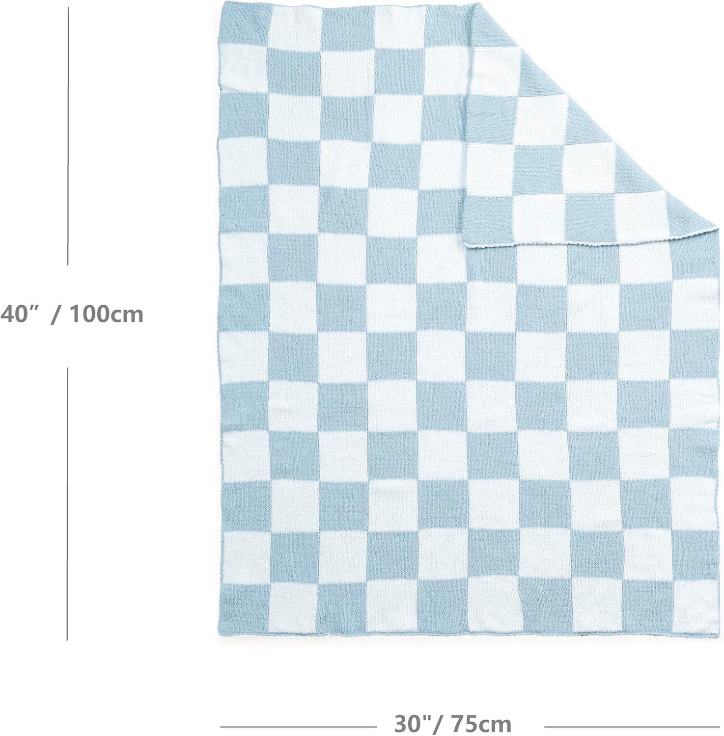 CREVENT 30"X40" Cozy Soft Warm Chenille Baby Blanket for Girls Boys, Newborn Essentials for Infant, Baby Shower Receiving Gift - Checked Blue 75X100cm - Image 5