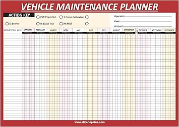 TachCom Vehicle Maintenance Wall Planner – A1 Size, LGV PSV, 2026-2027 Forward Planner, 2 Pack