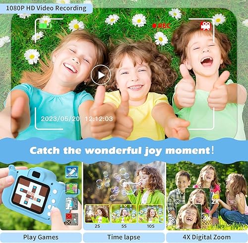 Miniatura 4 de Cámara infantil para niñas y niños, cámara digital HD mejorada con cubierta de silicona suave, regalos de cumpleaños para niños pequeños juguetes