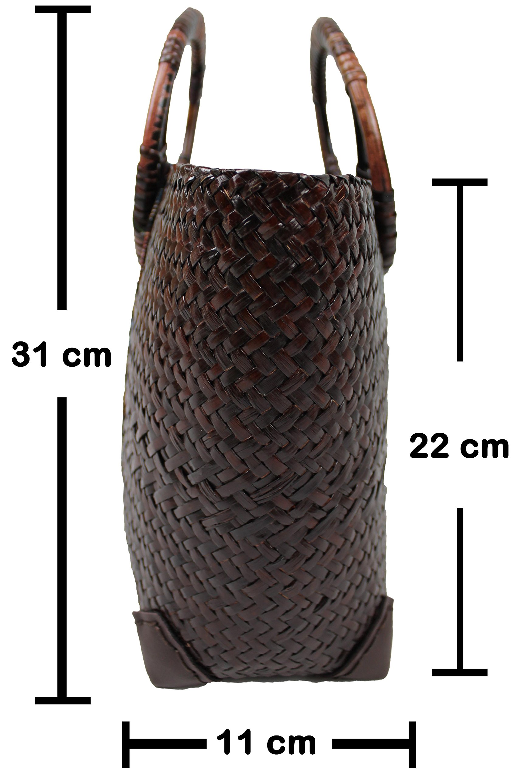 Rotfuchs - Borsa da donna in paglia per la spesa e la spiaggia, realizzata a mano, di stiancia, canna., Marrone rosso.