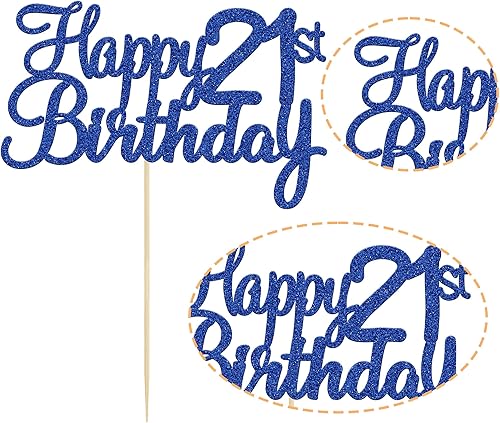 Miniatura 3 de Gyufise 1 pieza para decoración de pastel de cumpleaños 21 con purpurina para tarta de cumpleaños 21, saludos a 21 años, veintiuno, fabulosa