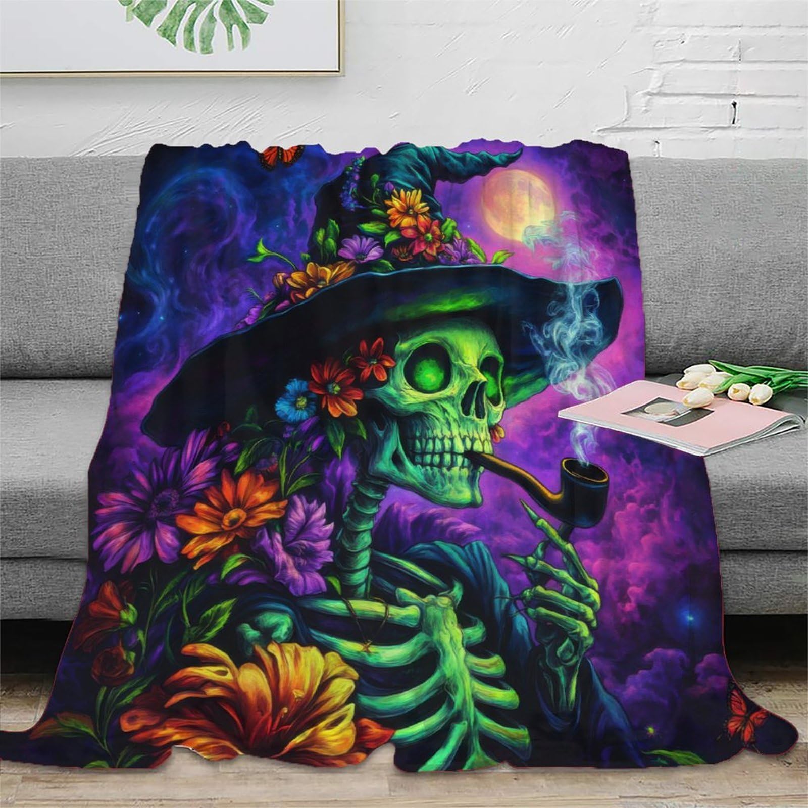 Couverture Halloween crâne de sorcière, le cadeau idéal pour collègues et mentors