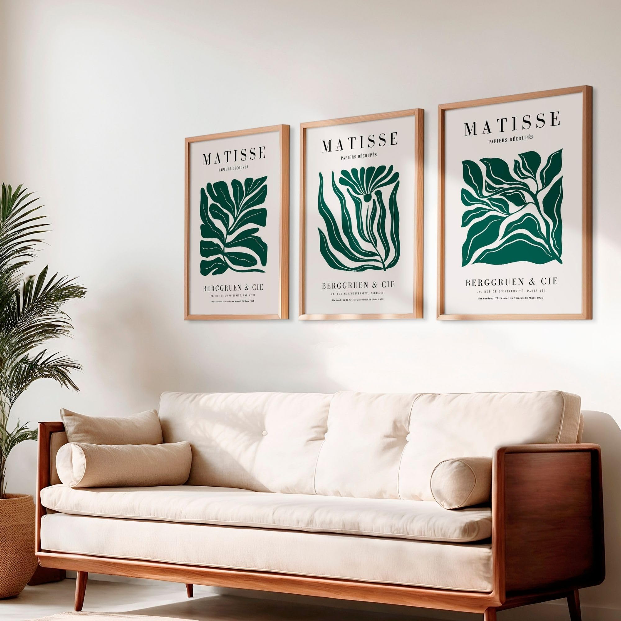 ARTINSPIRIO Lot de 3 posters Matisse - Vert - Images murales botaniques (45
