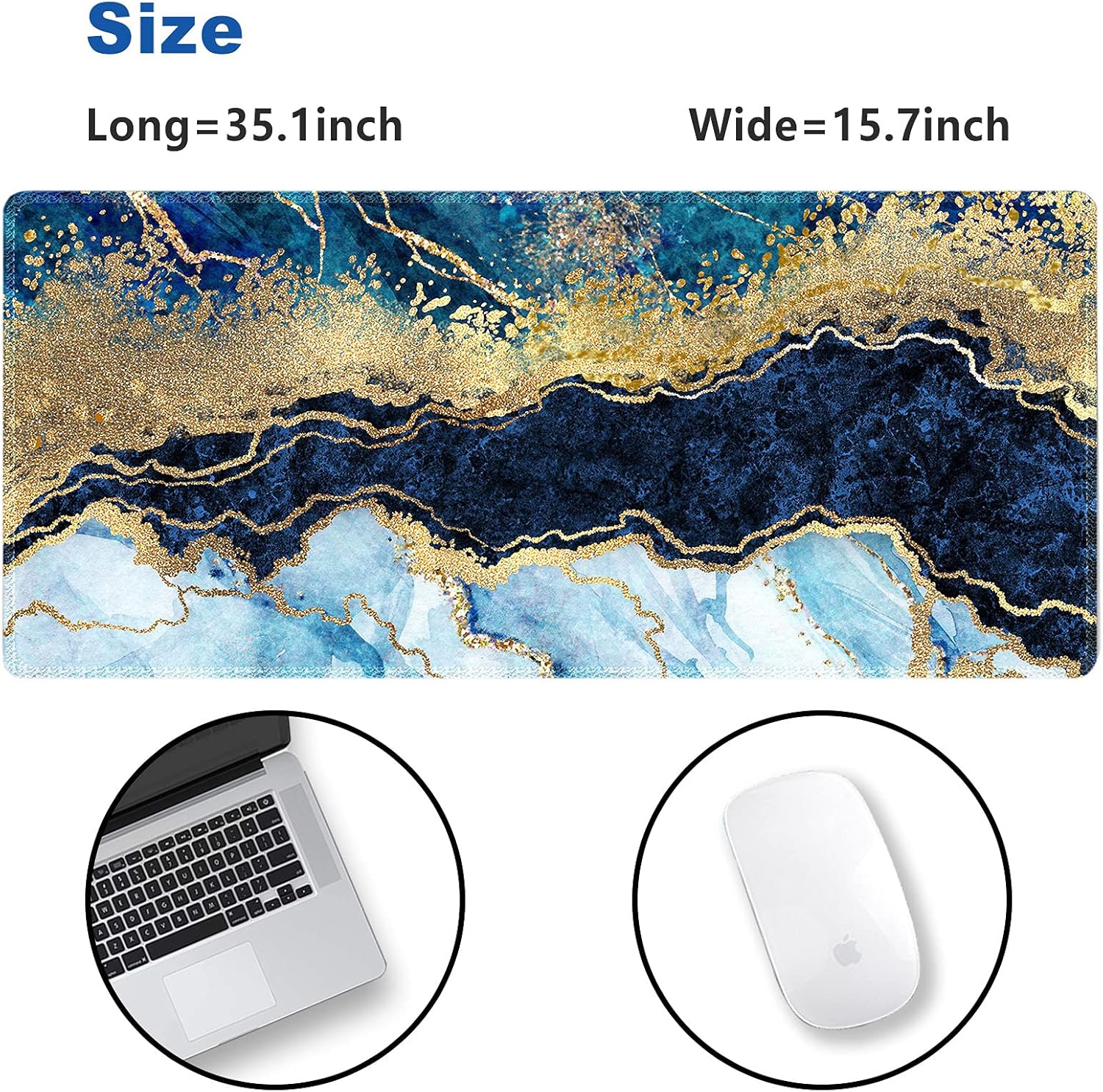 ARTSO Extended Gaming Mouse Pad with Ergonomic Wrist Rest Pad, Non-Slip Desk Mat Protector, Ultra Thick Desk Blotter for Office, Home