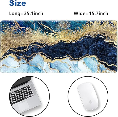 Vista 63 de ARTSO Alfombrilla de escritorio grande negra, alfombrilla de mouse para juegos XXL, alfombrilla de escritorio antideslizante con base de goma, Flor