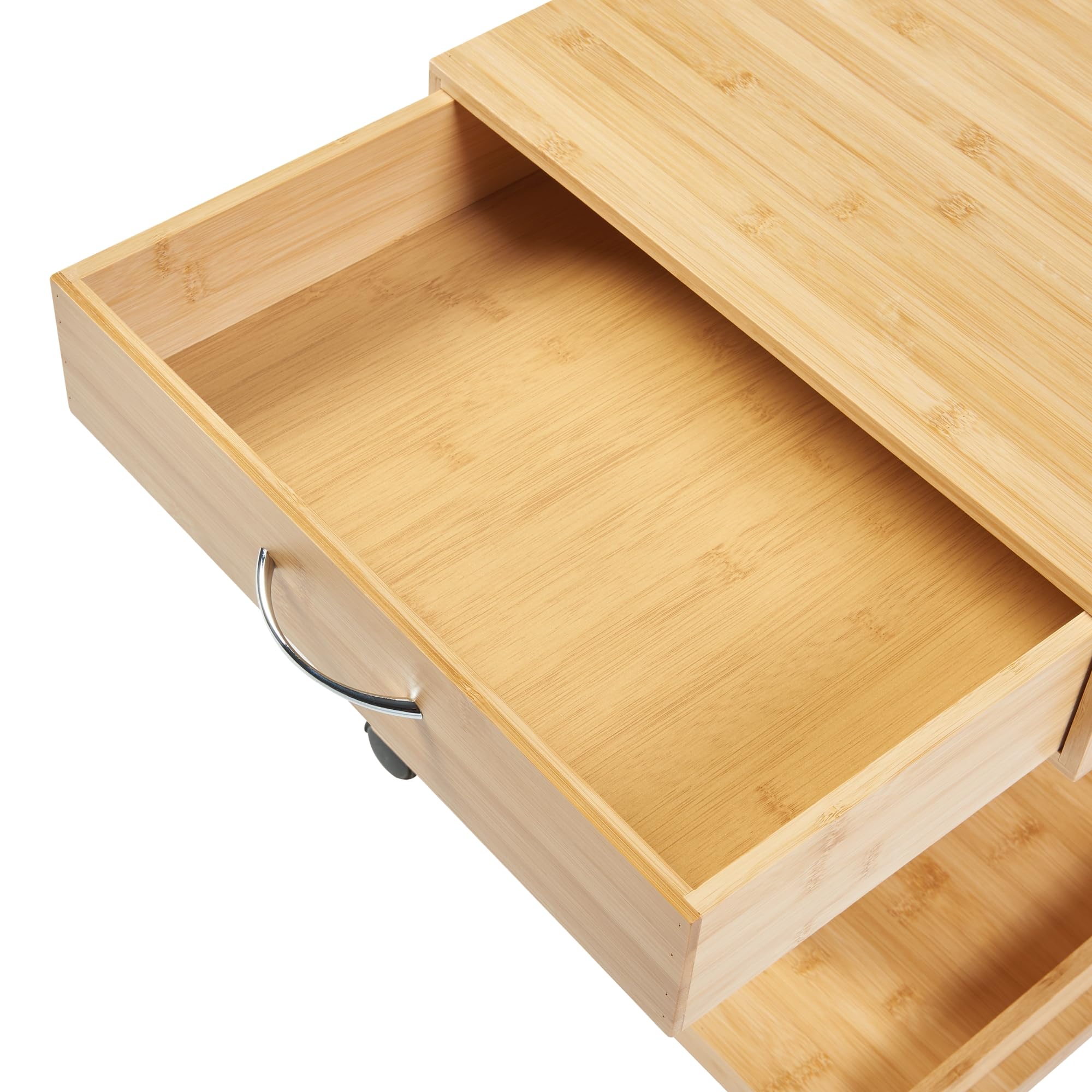 [en.casa] Beistelltisch mit Rollen Jokkmokk Rolltisch Abstelltisch mit Schublade Bambus Nachttisch auf Rollen 56,5 x 43 x 43 cm Wohnzimmertisch Sofatisch