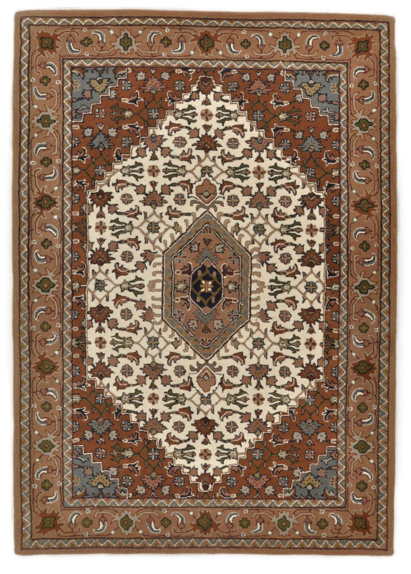 Theko | Tappeto Royal Persian in 100% lana vergine | IWS | fatto a mano con tecnica del tufting | Colore: Beige | Dimensioni: 40 x 60 cm