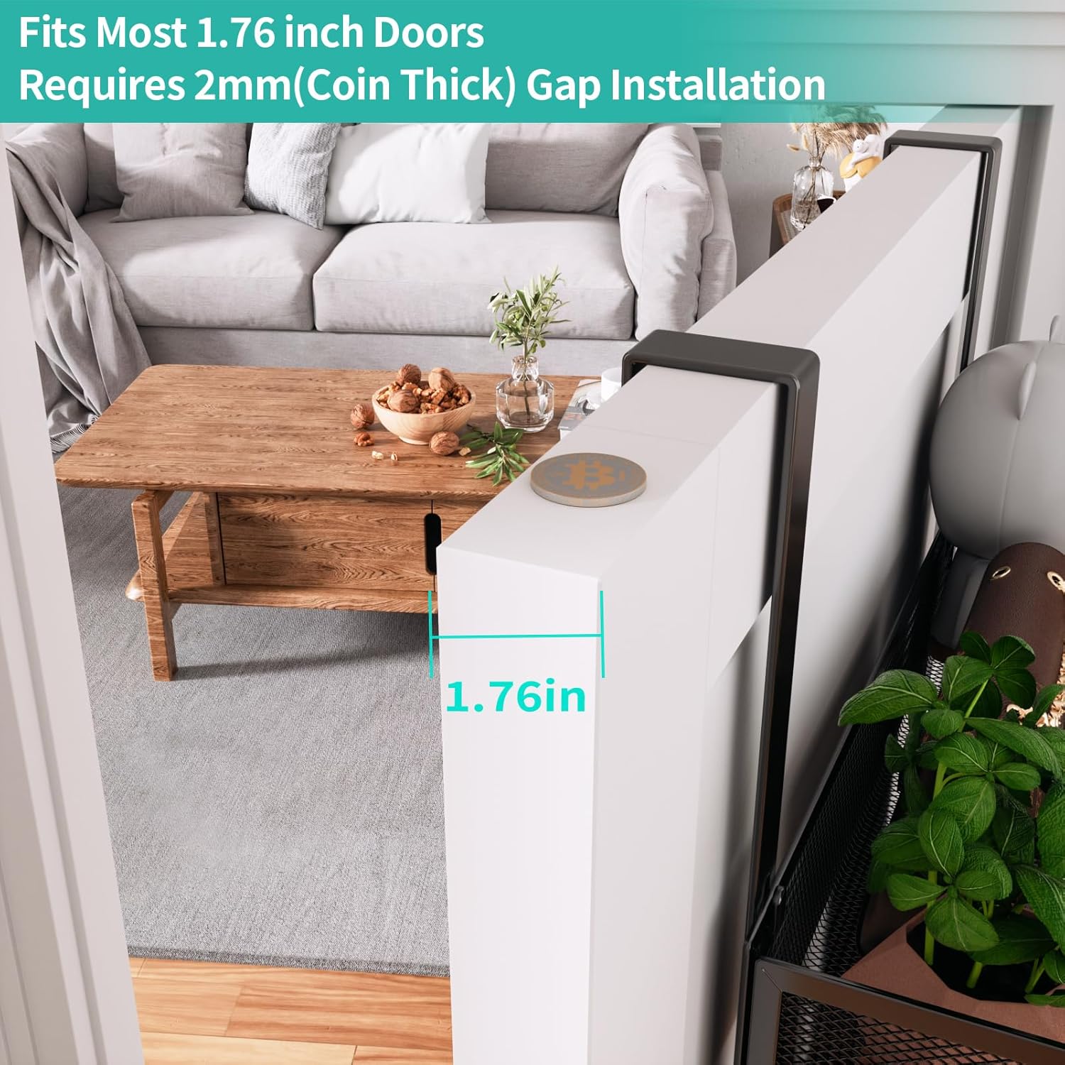 HapiRm Over the Door Hanger with Coat Hooks and 2 Baskets, Rustproof & Waterproof Over the Door Hooks, Storage Organizer for Hats, Bathroom, Kitchen, Bedroom, RV, Camper-Black (for 1.76in Doors)