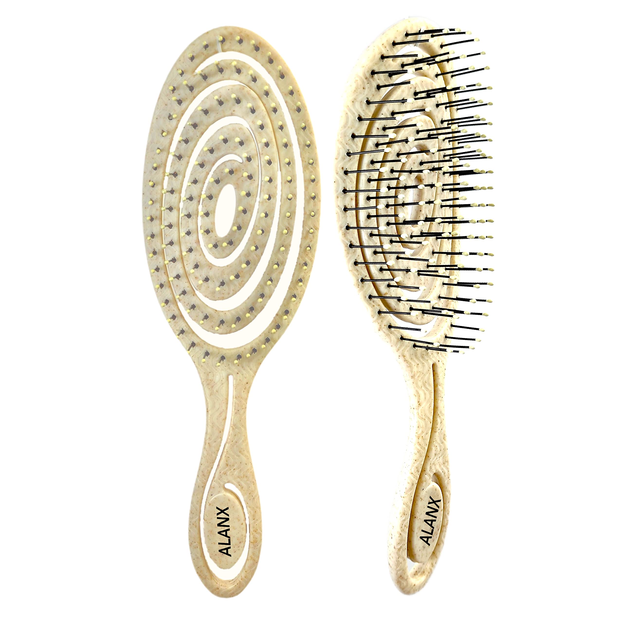 Detangling Hair Brush，Eco Friendly Detangler hair brush Ultra-soft Bristles- Glide Through Tangles with Ease - For Curly, Stright, Women, Men, Kids, Toddlers, Wet and Dry Hair (Khaki)