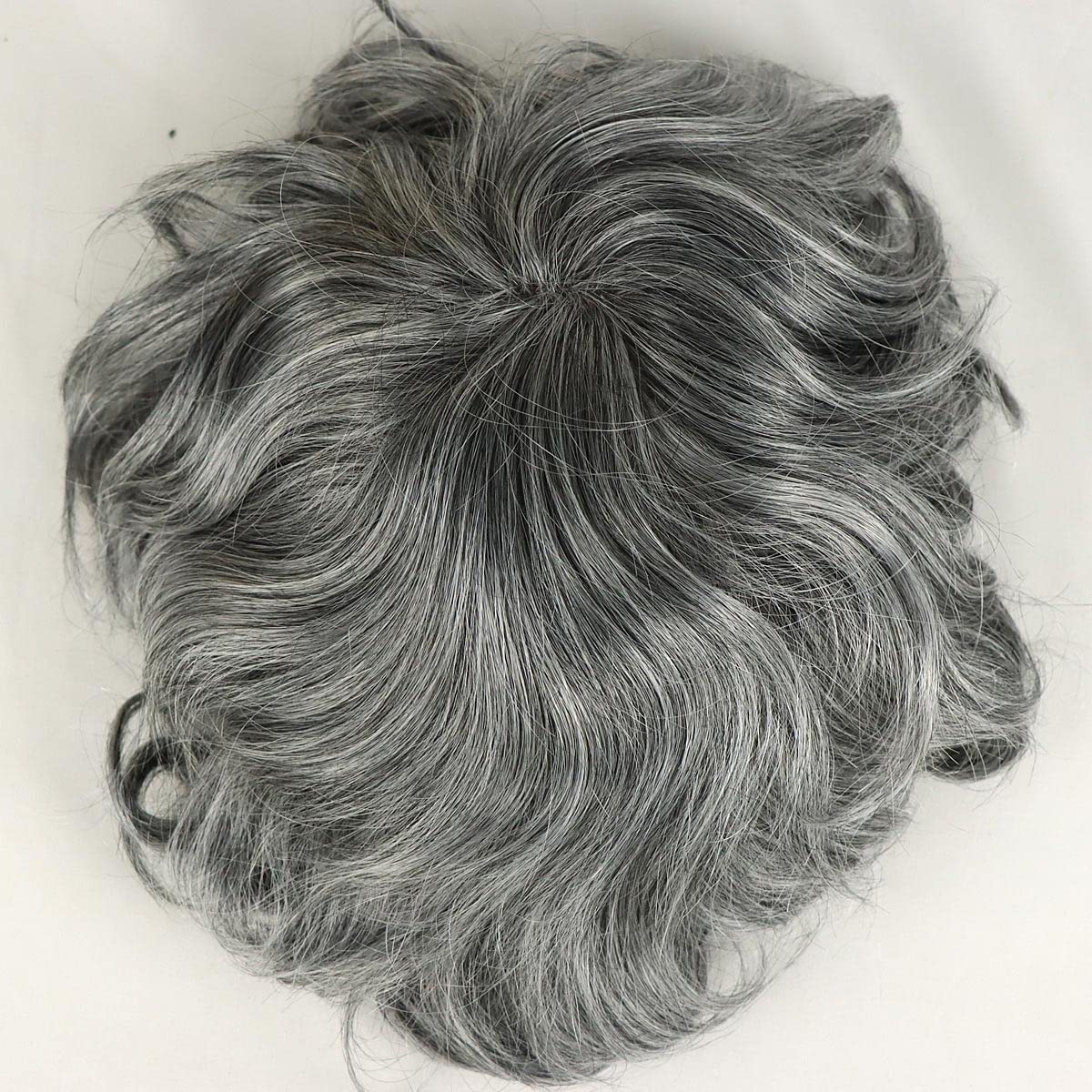 HAPPY&CC Mens Hair System for Men Toupee Human Hair Piece Fine Mono Top with NPU around Men's Wig European Hair Protesis Capilar Hombre 1B OFF Black Mix 60% Gray hair(10x8,1B/60)