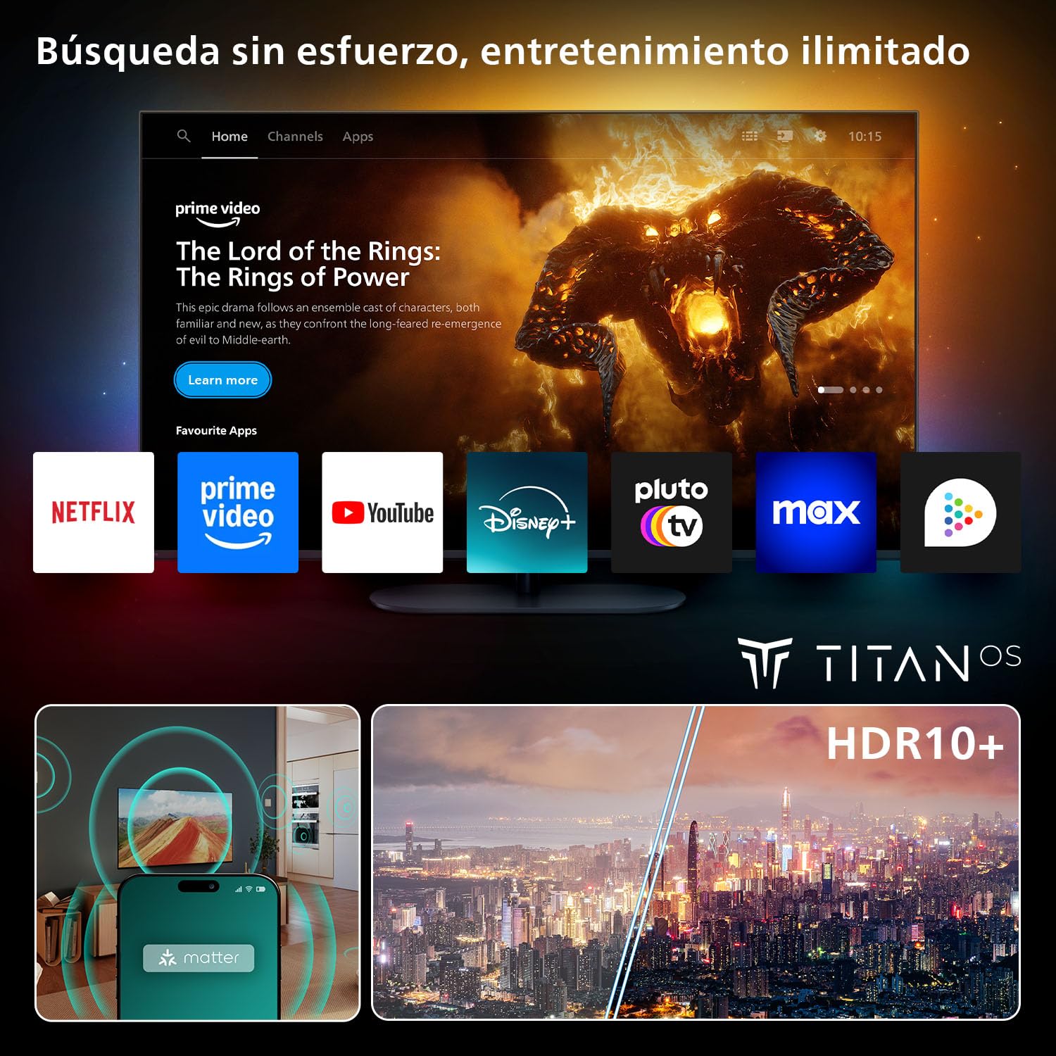 Philips 50PUS7000 Smart TV 4K LED - Pantalla de 50 Pulgadas con Plataforma Titan OS, Pixel Precise Ultra HD y Sonido Dolby Atmos - Funciona con Alexa y con el Asistente de Voz de Google
