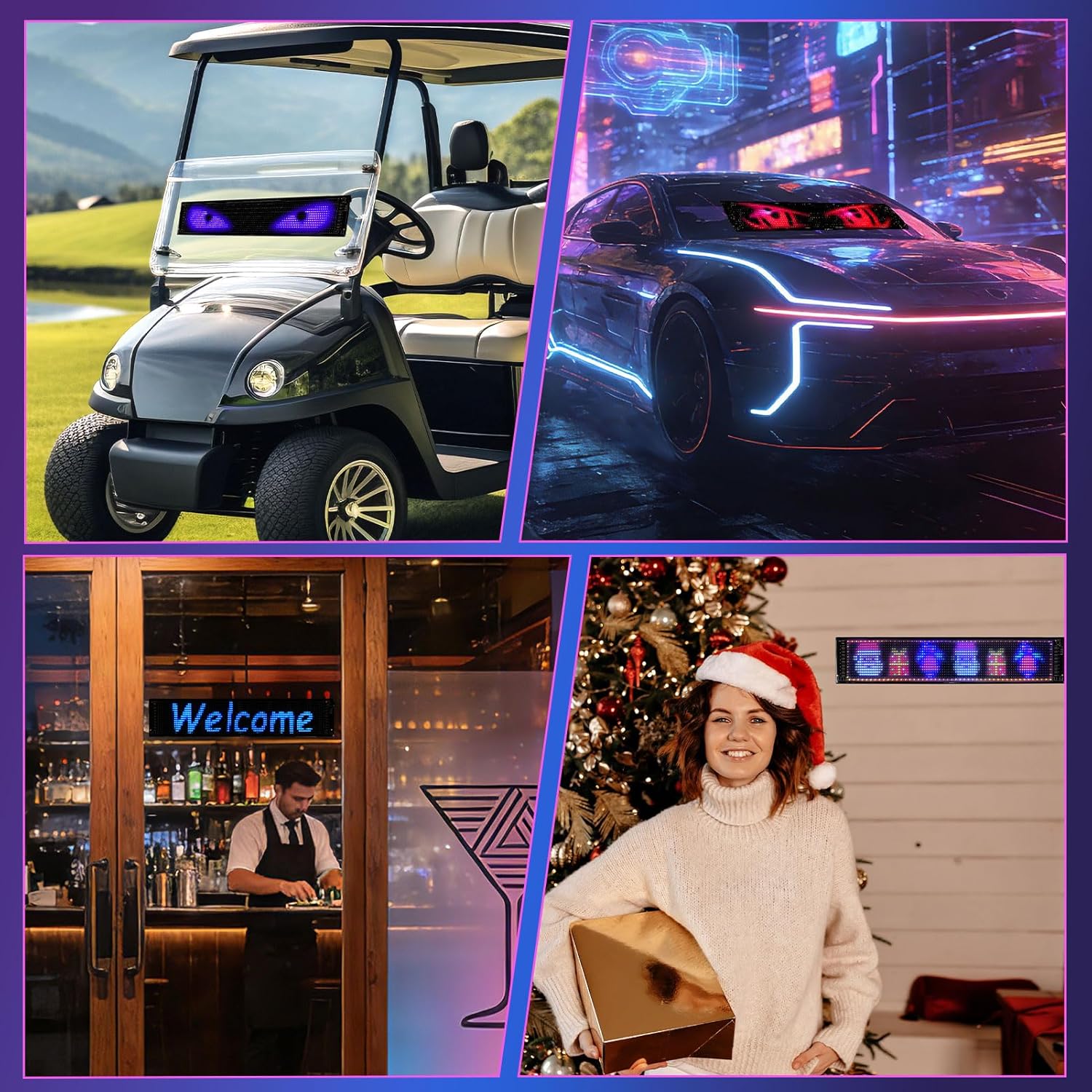 Golf Cart LED Eyes for Golf Cart Windshield, 23x5in Programmable Flexible Screen with App Control, High Bright DIY Dynamic Display Sign for Car/Motorcycle/Golf Carts