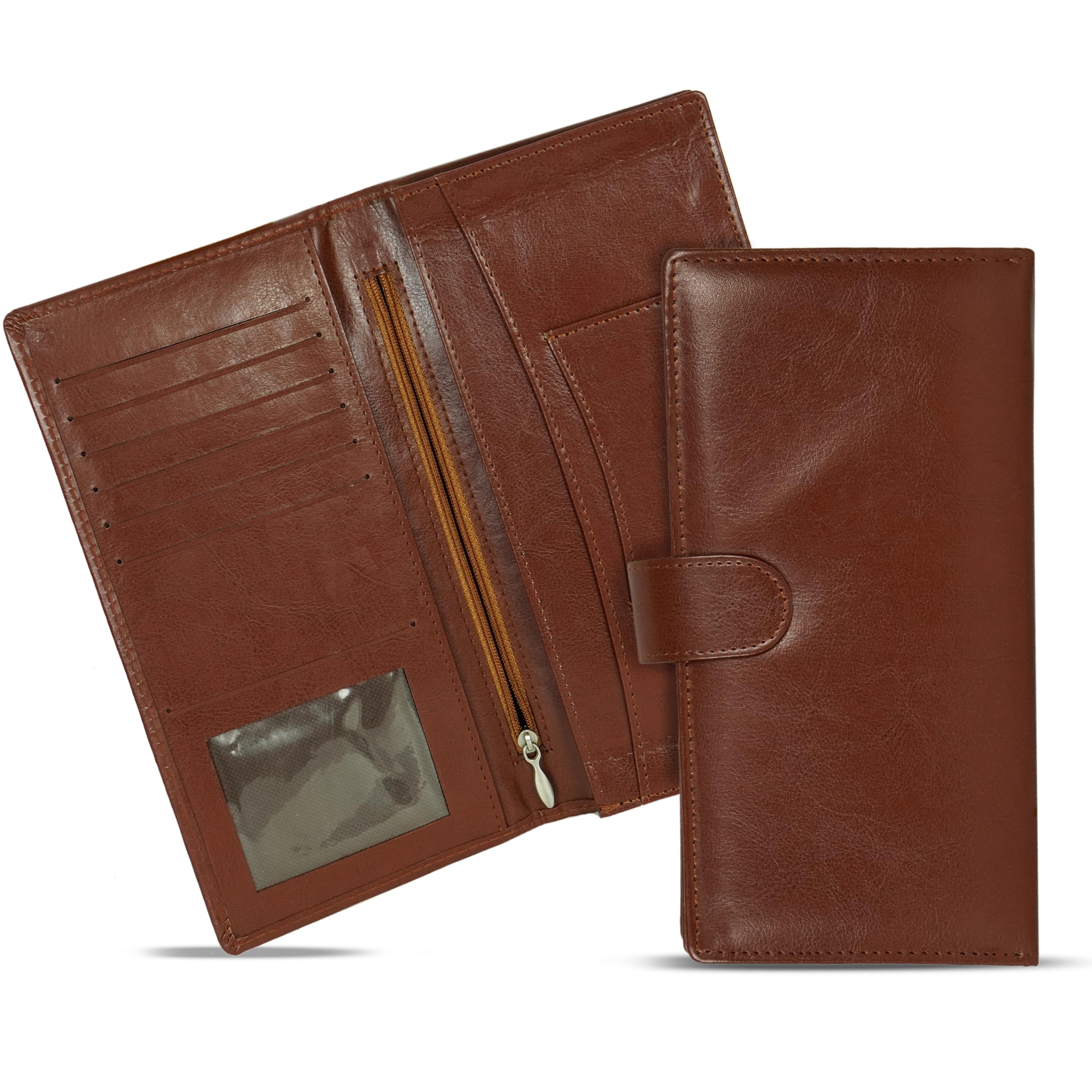 shuban Passport Holder for Women and Men - Premium Leather Passport Cover Travel Wallet Organizer Holds Credit Cards, Passport and Essential Documents (Brown-1)-picture-37