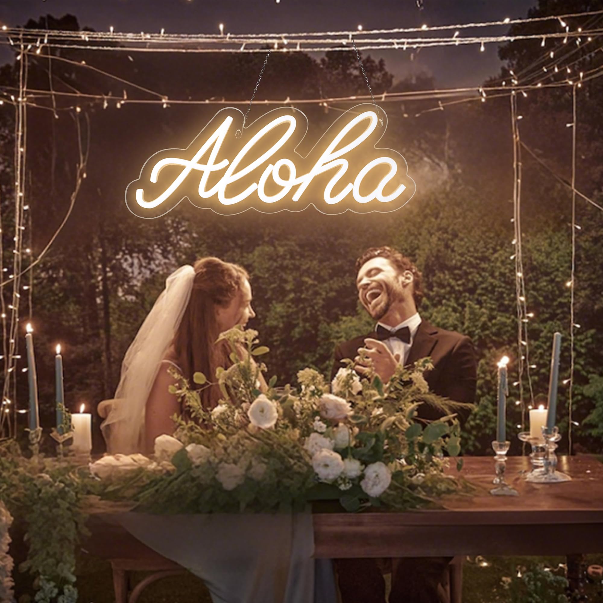 Aloha Neon Light Aloha Warm White Neon Sign for Wall Decor, 15