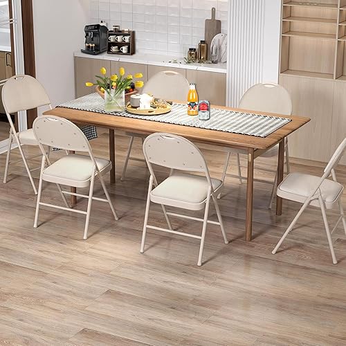 Miniatura 2 de POWERSTONE Juego de 6 sillas plegables, juego de sillas plegables con acolchado, agujero para asa y marco de metal, juego de sillas de comedor para
