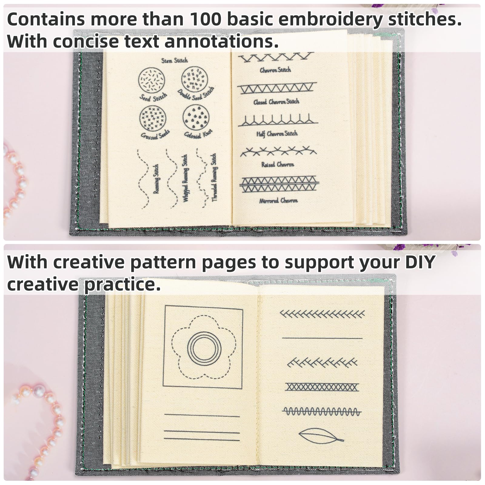 Zoruam Embroidery Stitches Book, High Density Linen Embroidery Books, Stitch Creative DIY with Embroidery Guide - Image 3