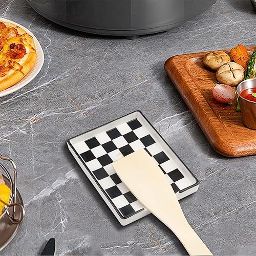 Miniatura 5 de Soporte para cucharas, soporte de cuchara de cerámica para encimera de cocina, apto para lavavajillas, decoración de mármol, soporte para cuchara