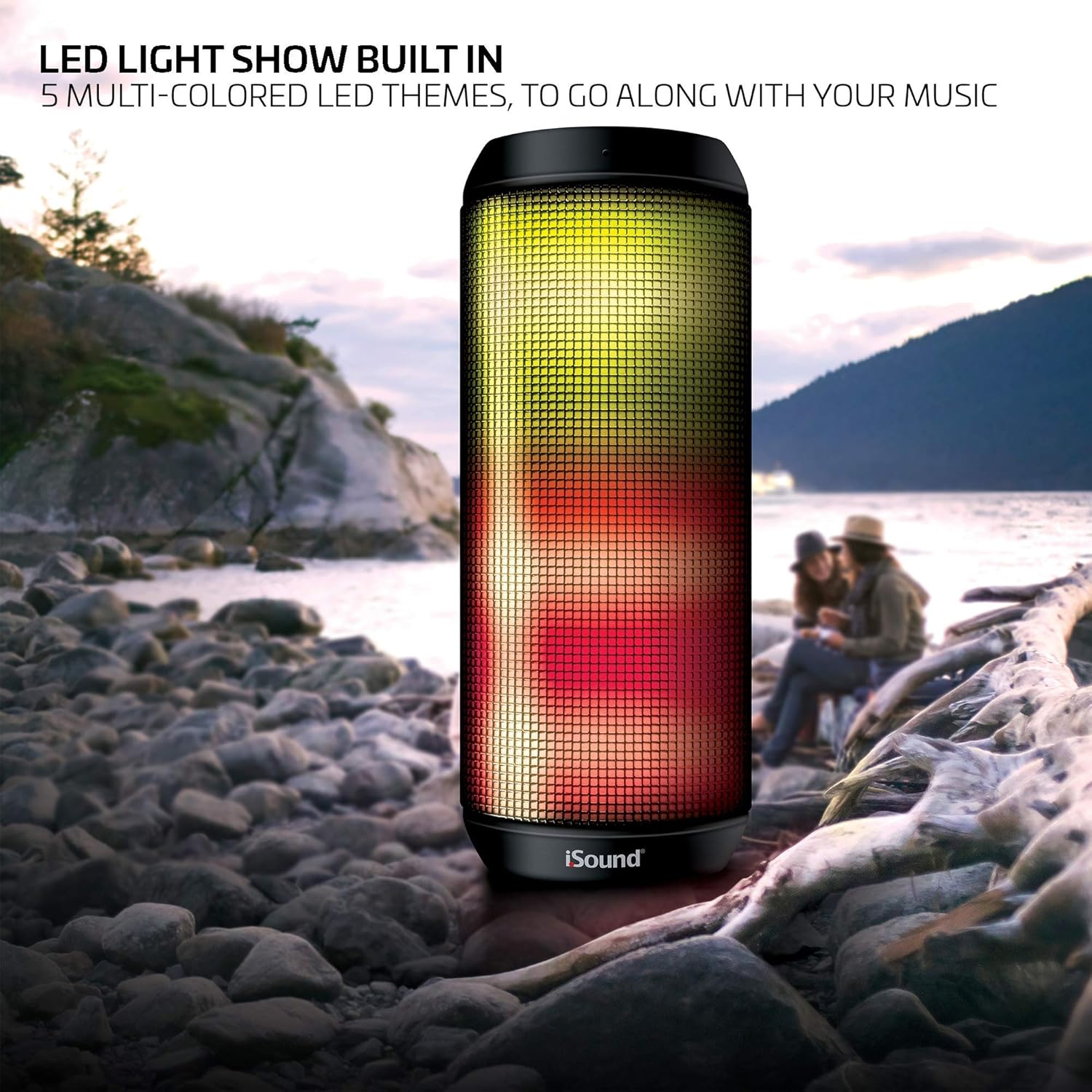 Uр Tо 50% оƒƒ iSound iGlowSound Tower - Light Up Portable Bluetooth Speaker - 5 LED Lighting Modes - IPX4 Water Resistant - Dual Drivers - Speakerphone - 8 Hours Playtime - 100 Feet Range - Music Controls - NFC Pairing, Black