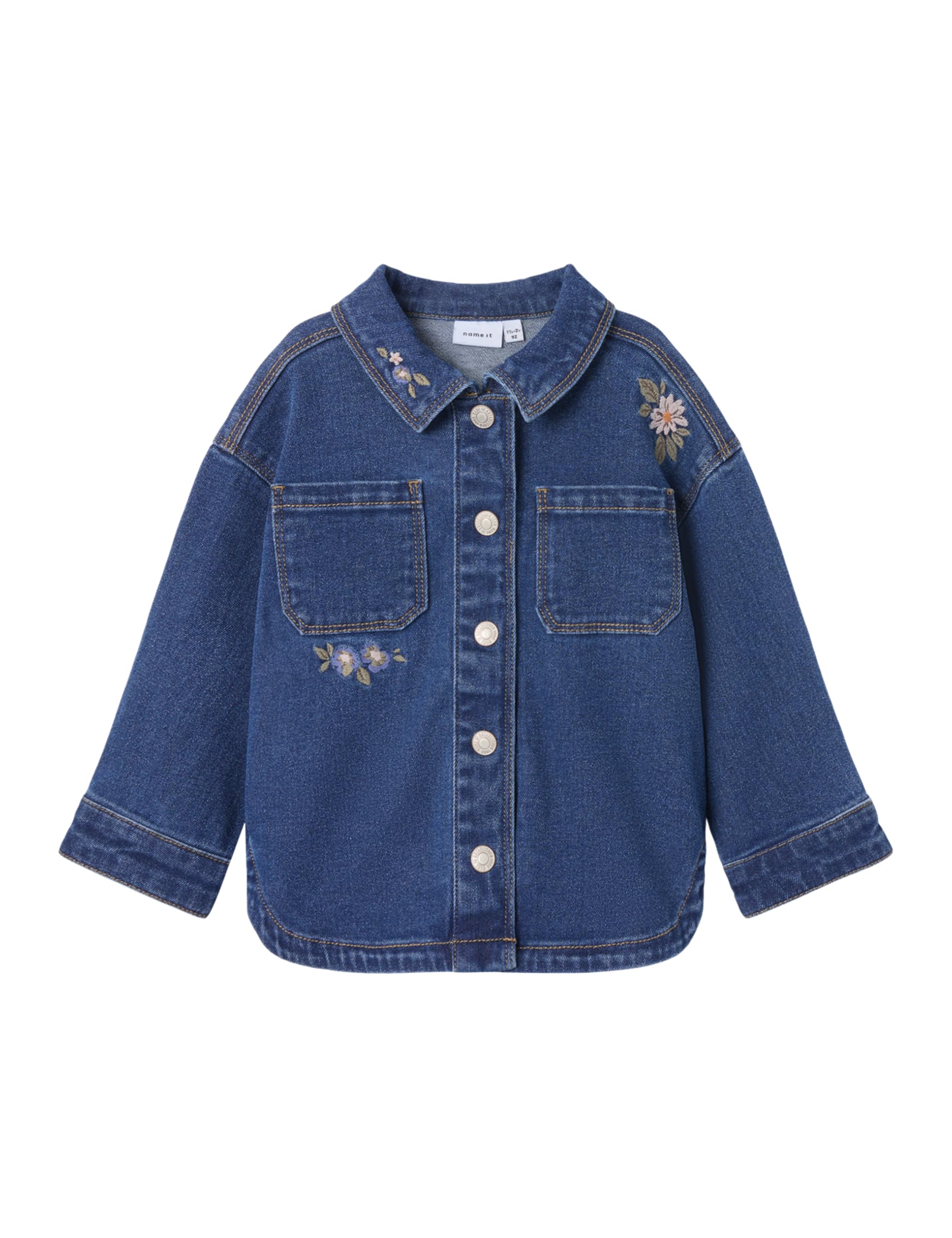 NAME IT Nmfkara Emb Dnm Jacket 1224-Fr, Dark Azul Denim, Numeric_122 para Niñas