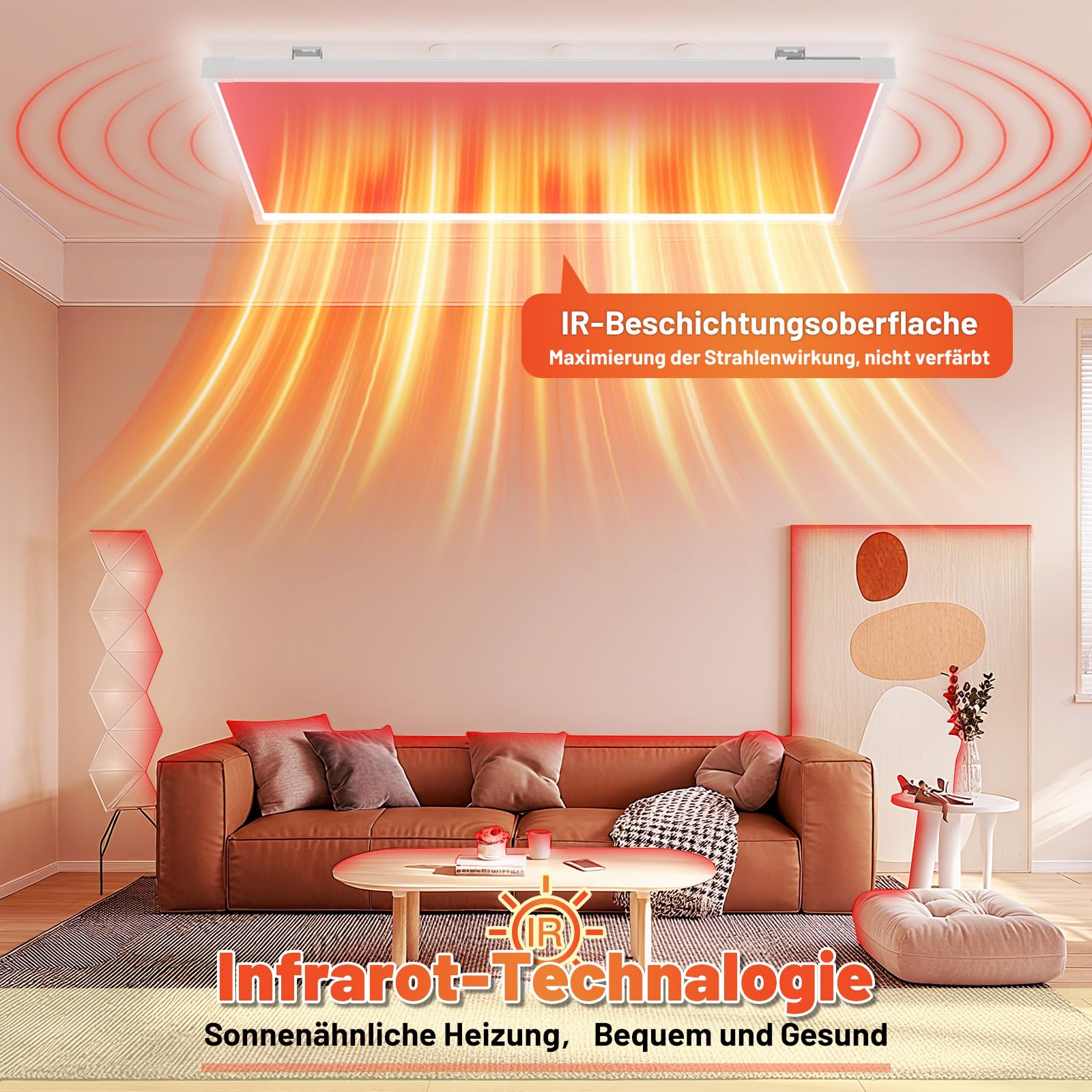 Calefacción por infrarrojos 770 W, luz LED de techo, wifi/app