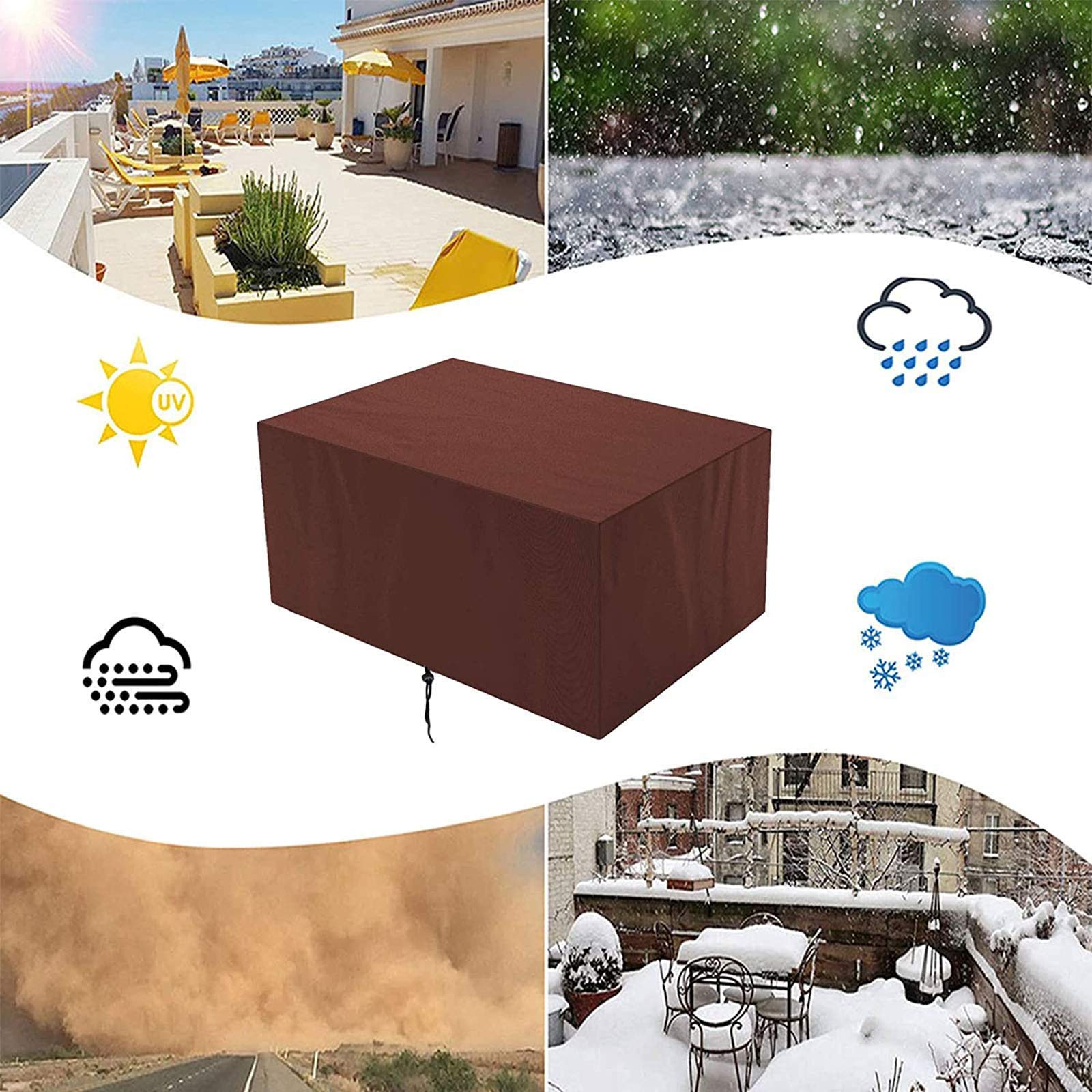 Fodera per mobili da Giardino 127x127x67cm, Fodere per mobili da Esterno Rettangolare Impermeabile, Impermeabile, Antivento, Anti-UV, Fodere per mobili da Esterno in Tessuto Oxford