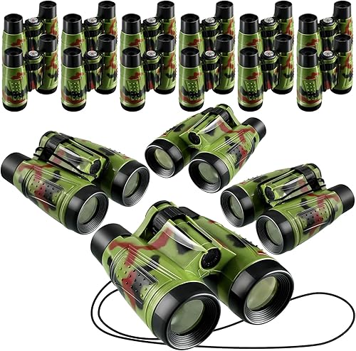 Deekin 16 prismáticos de juguete para niños con cuerda para el cuello, novedad, binoculares a granel, selva, safari, caza, recuerdos de fiesta para
