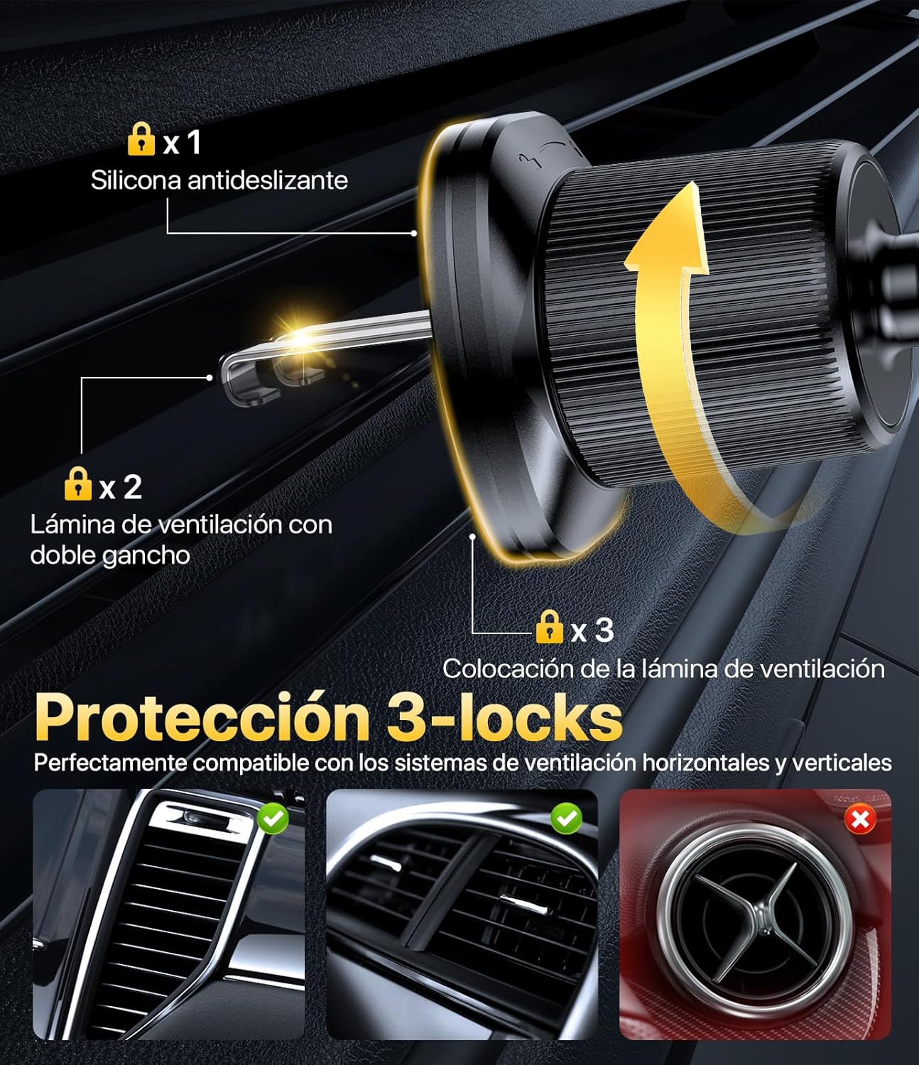 Miracase soporte móvil ajustado en coche moderno
