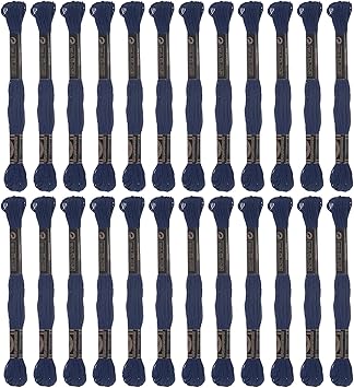 HARFINGTON 2pcs 12 Skeins Embroidery Floss 8.75yds8m Egyptian Long-Staple Cotton Cross Stitch Thread for Sewing DIY Bracelet Yarn String and Crafts, Blue Black6823