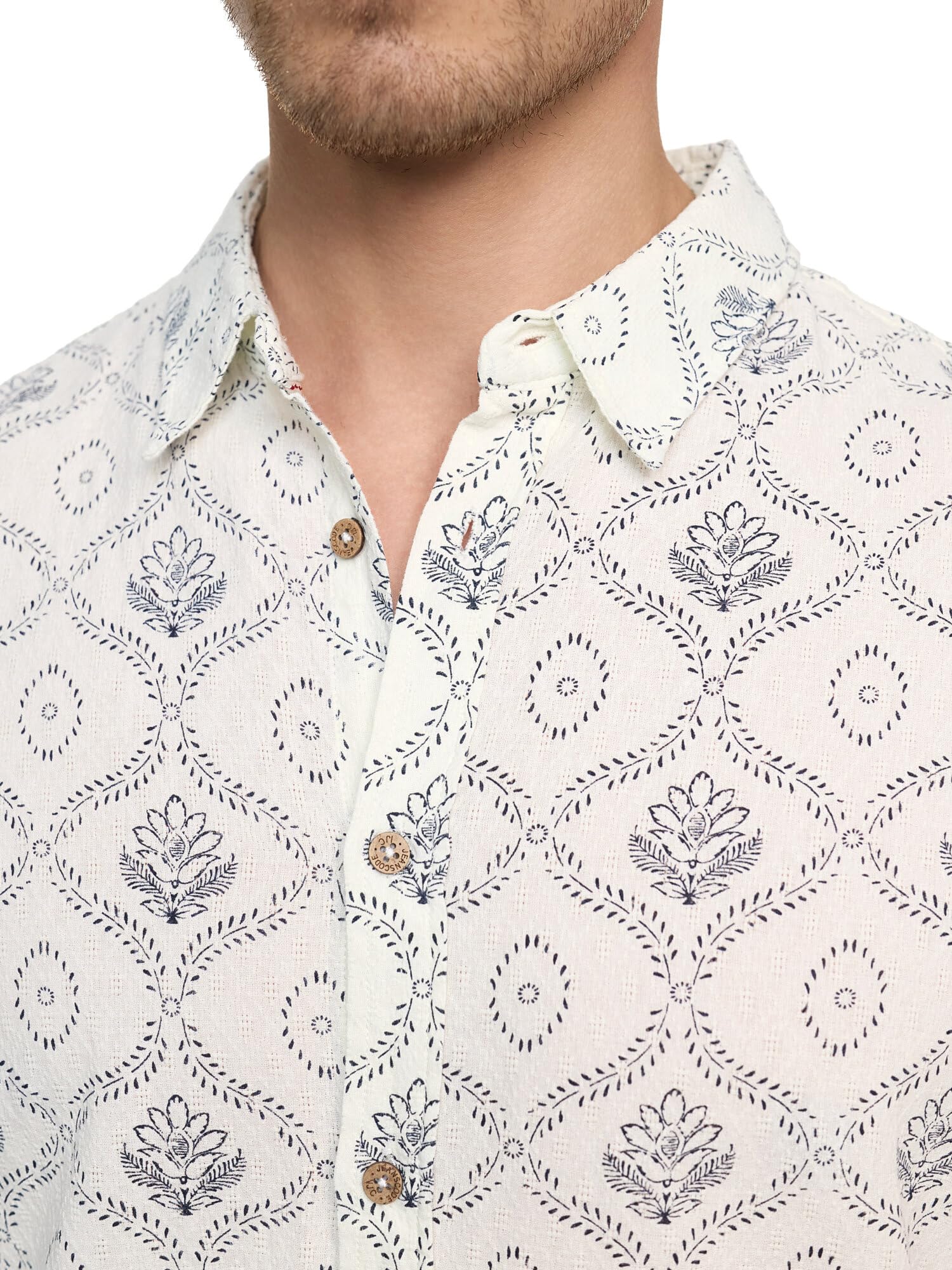 Indicode Camicia da uomo INCotta a maniche corte con motivo | Camicia da uomo con stampa camicia a maniche corte
