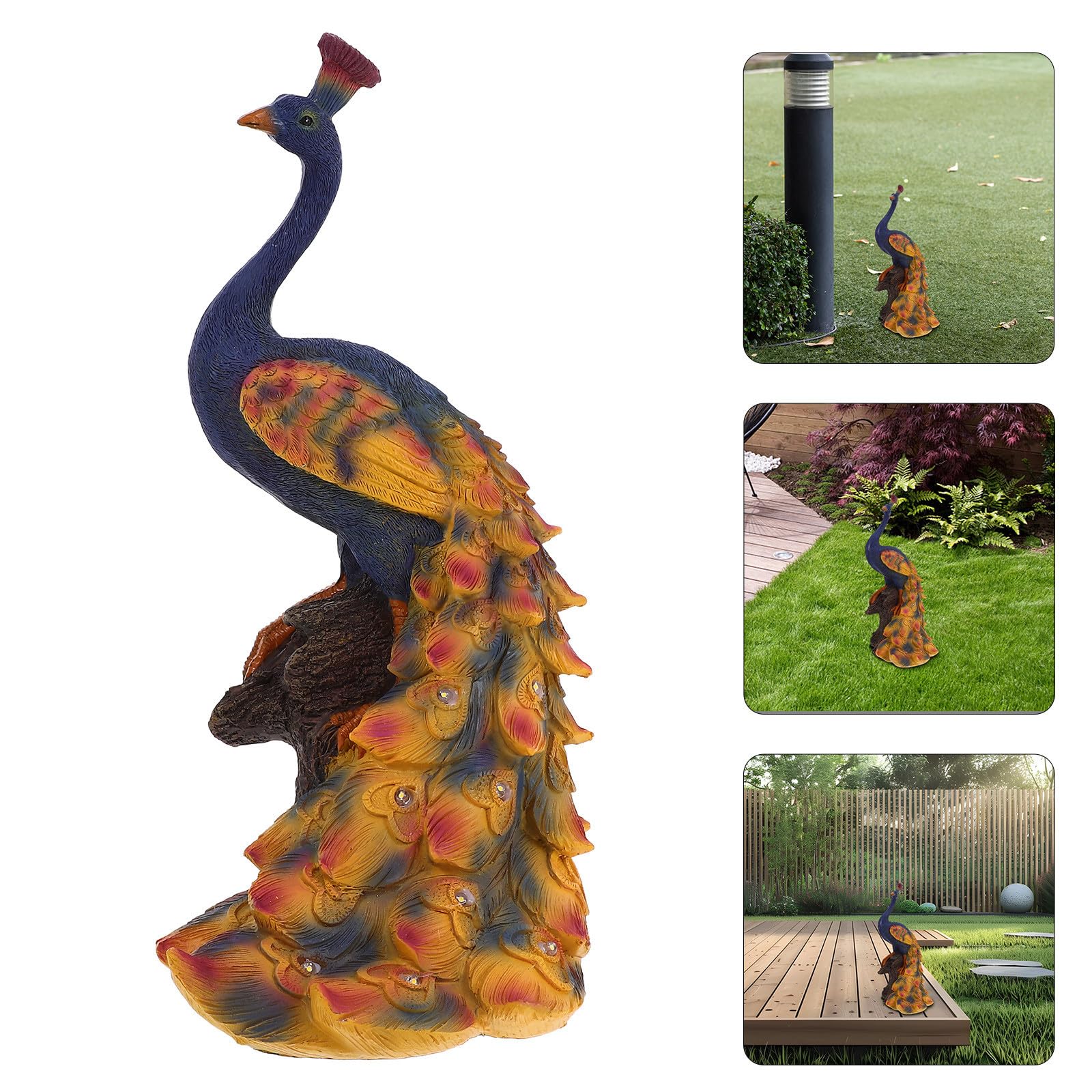 Gadpiparty Statua da Giardino in Resina a Forma di Pavone Solare, Decorazione Esterna Raffinata e Resistente allo Sbiadimento per Cortile e Paesaggio Naturale