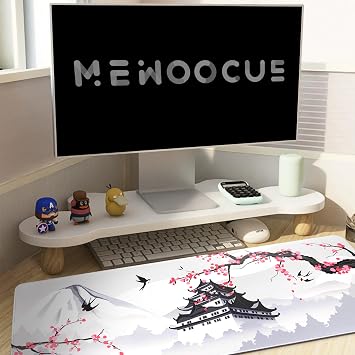 XXL Large Gaming Laptop Anime Mouse Pad,Japanese Cherry Blossom White Game pad, Big Desk Pads PC Keyboard Waterproof and Non-Slip 35.5 x 15.7 inches Rubber Table Mat (Cherry Blossom, 40cm x 90cm)