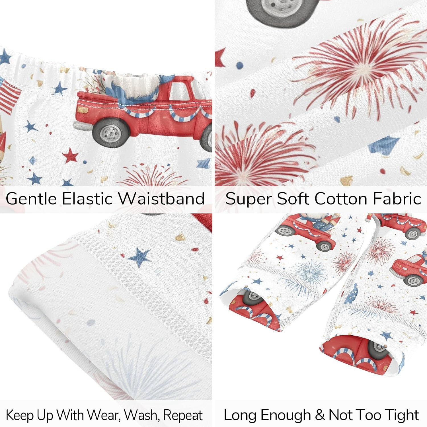 vvfelixl Baby Clothes Fireworks Gnome Baby Bodysuits Set Unisex Short Sleeve Babys Pants Sets 0-3M