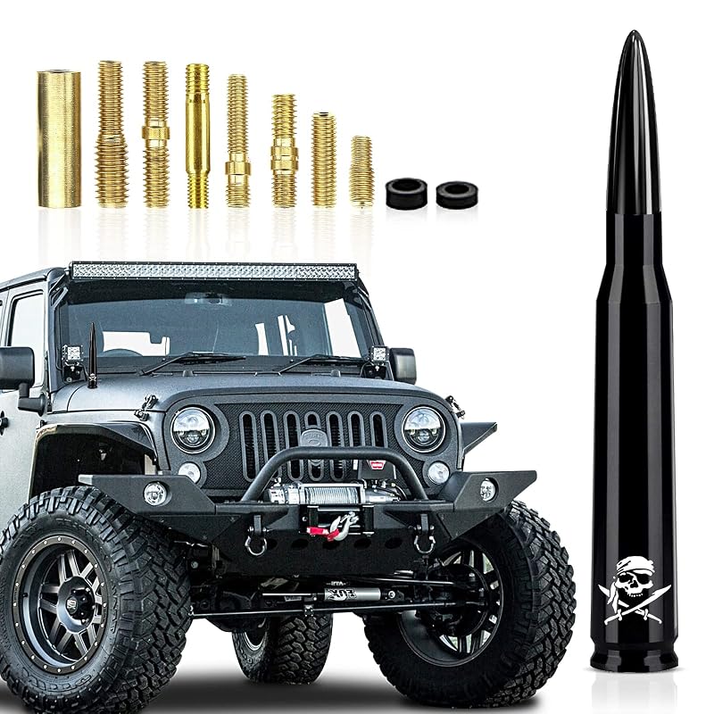 Antena automotiva tipo bala de 13,7 cm para Chevy Silverado, GMC Sierra e Cadillac, Double Sword Skeleton Black #110, Ajxn