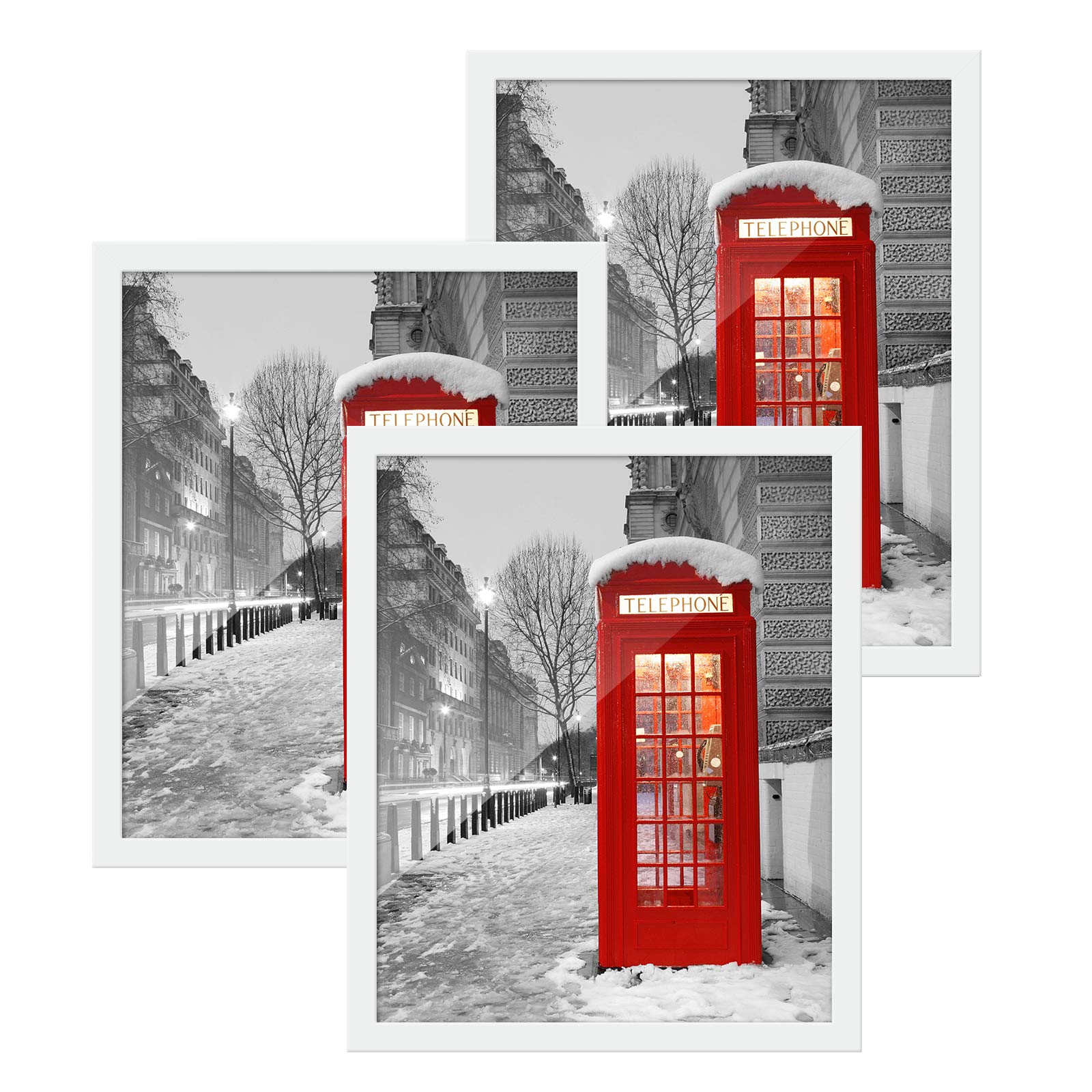 16x20 Frame White - Wall Mounting Wooden Picture Frames 16x20 Set of 3, Decorate 16 by 20 Picture Frame for Wall