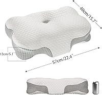 Vista 9 de Almohada cervical de espuma viscoelástica para soporte del cuello, almohada ergonómica de contorno para dormir de espalda y de lado, espuma