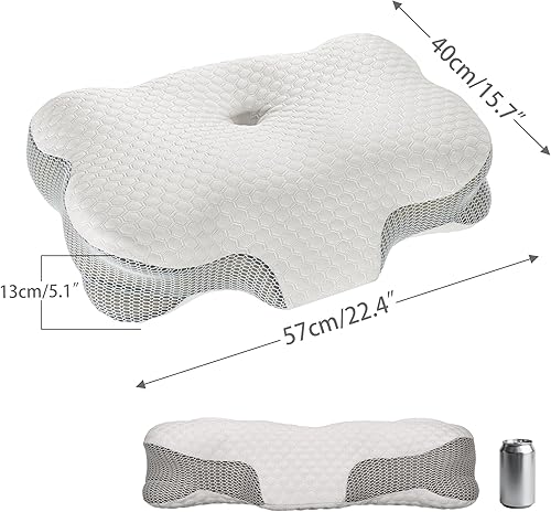 Miniatura 9 de Almohada cervical de espuma viscoelástica para soporte del cuello, almohada ergonómica de contorno para dormir de espalda y de lado, espuma