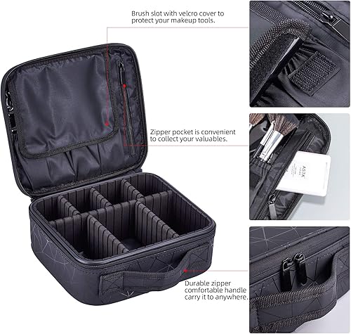 Miniatura 2 de Estuche organizador de maquillaje de viaje, organizador de cosméticos, almacenamiento de herramientas de maquillaje con compartimentos ajustables