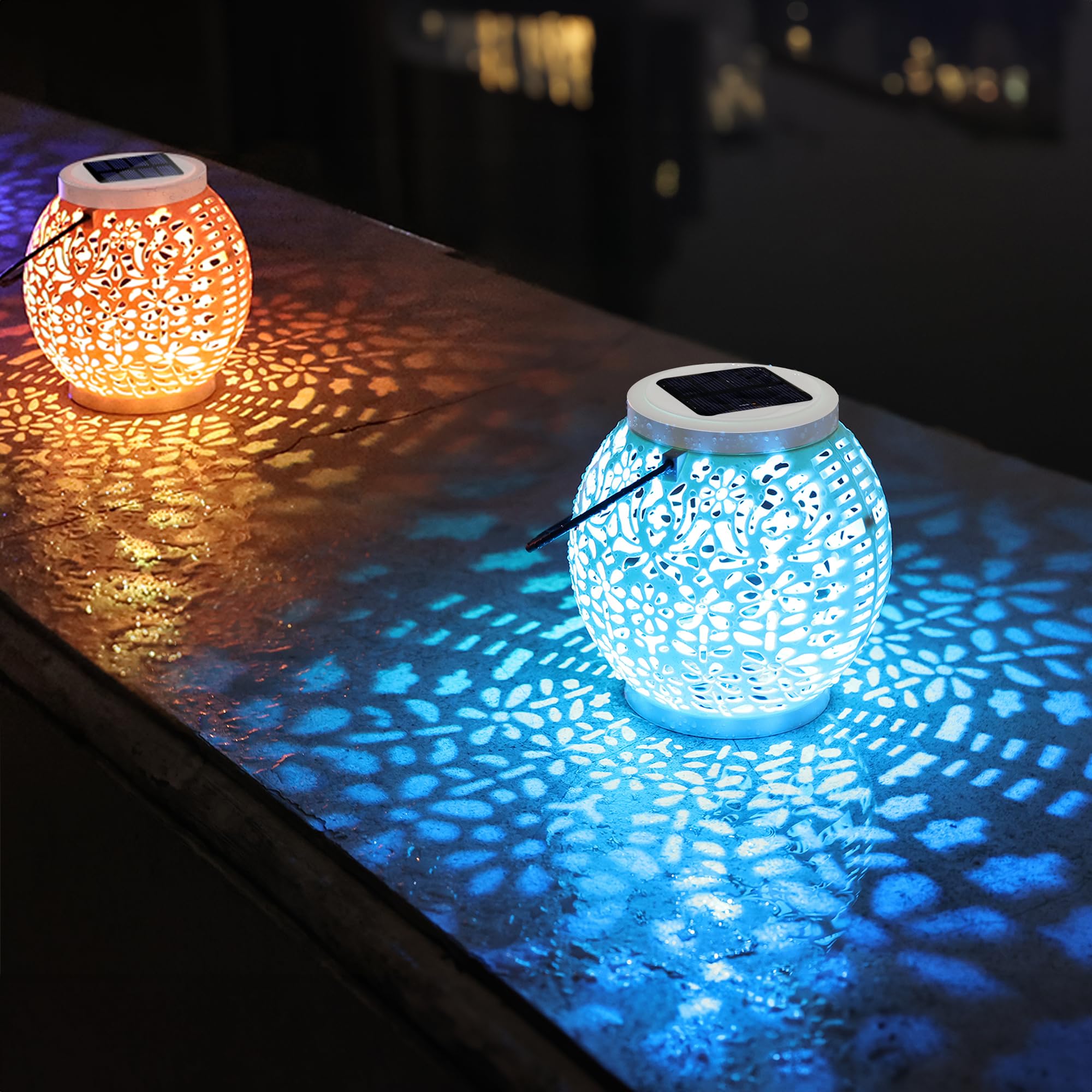 Farolillos Solares Exteriores, BrizLabs 2 Piezas Linterna Solares para Jardín LED Luz Solar Exterior Farol Lámpara Colgante Decorativo Luces para Patio Terraza Balcón Césped Camino Árbol Mesa Fiesta