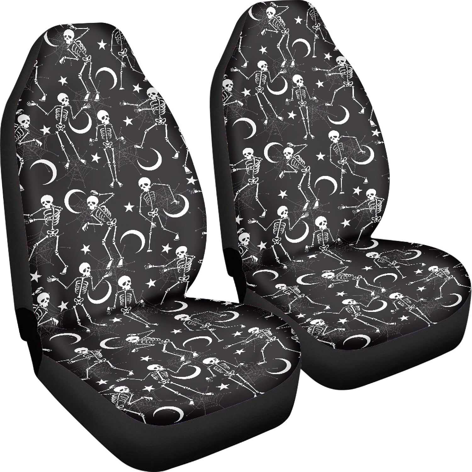 Funny Skull Spiderweb Moon Stars Print Car Seat Cover Universal Front Seats Protector Fit for Most Cars,SUVs,Sedan,Truck or Van