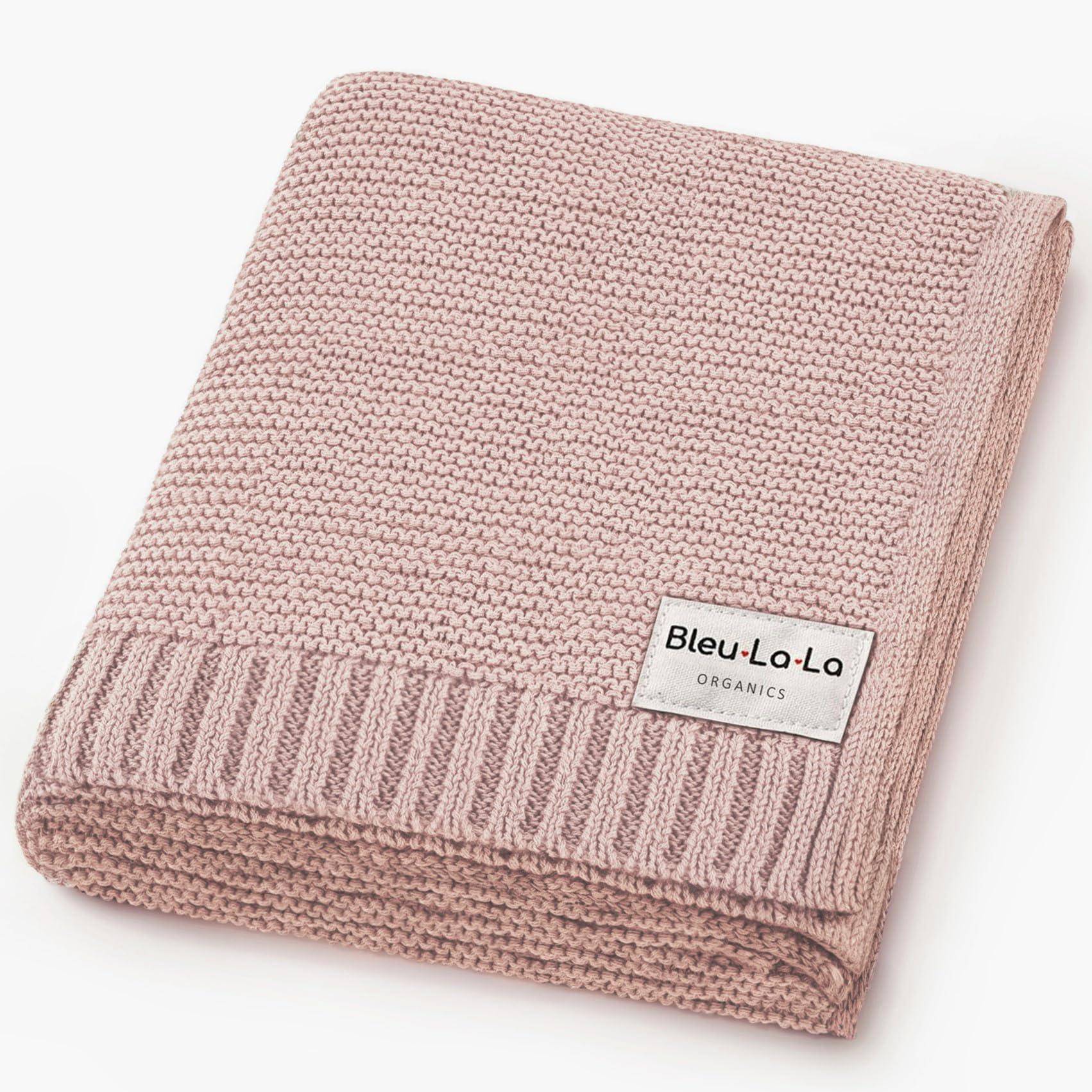 Baby Blanket for Girls Organic Cotton Knit Soft Warm Cozy Unisex Swaddle Receiving Cuddle Stroller Crib Blanket for Newborns, Infants Toddler, Boys and Girls (0-2Yrs - Blush Pink)