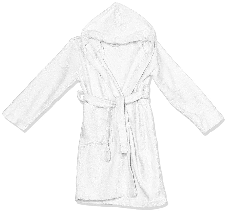 Egyptian Kids Bathrobe in Off White (White Dune) - 100% Cotton, Quick-Dry - Soft and Absorbent for Home and Beach Use
